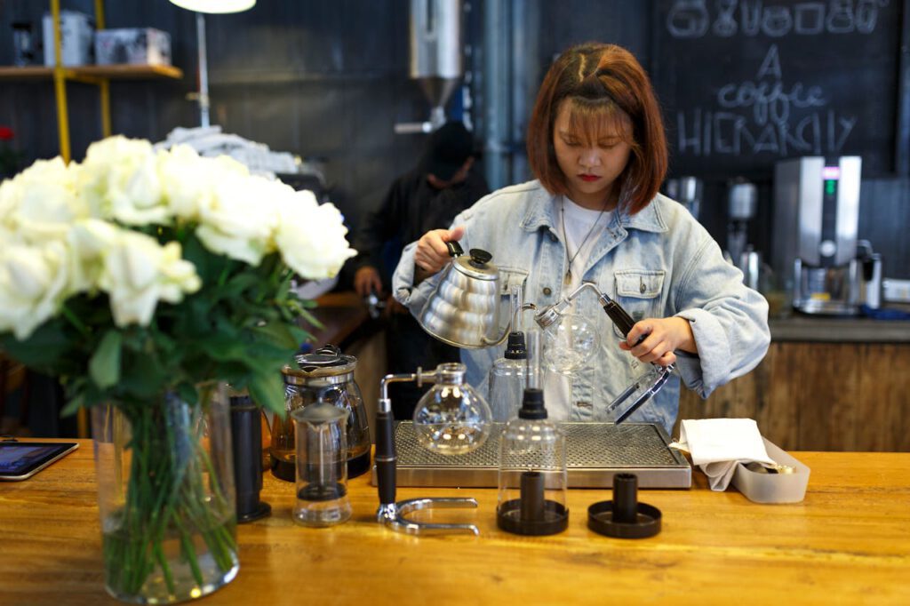 A day in the life of a barista making a drink