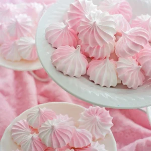 Hibiscus Meringue Drops on some white plates