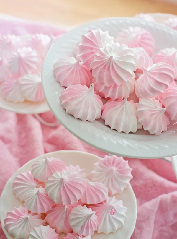 Hibiscus Meringue Drops on some white plates
