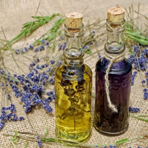 2 glass bottles of lavender oil for anxiety relief